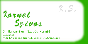 kornel szivos business card